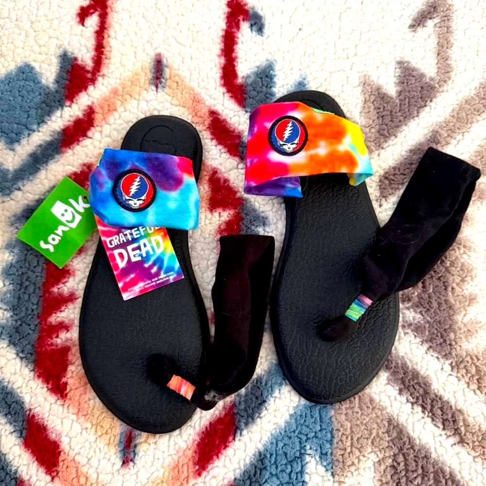 Grateful Dead tie dyesanuk yoga sandals slides sling flip flops